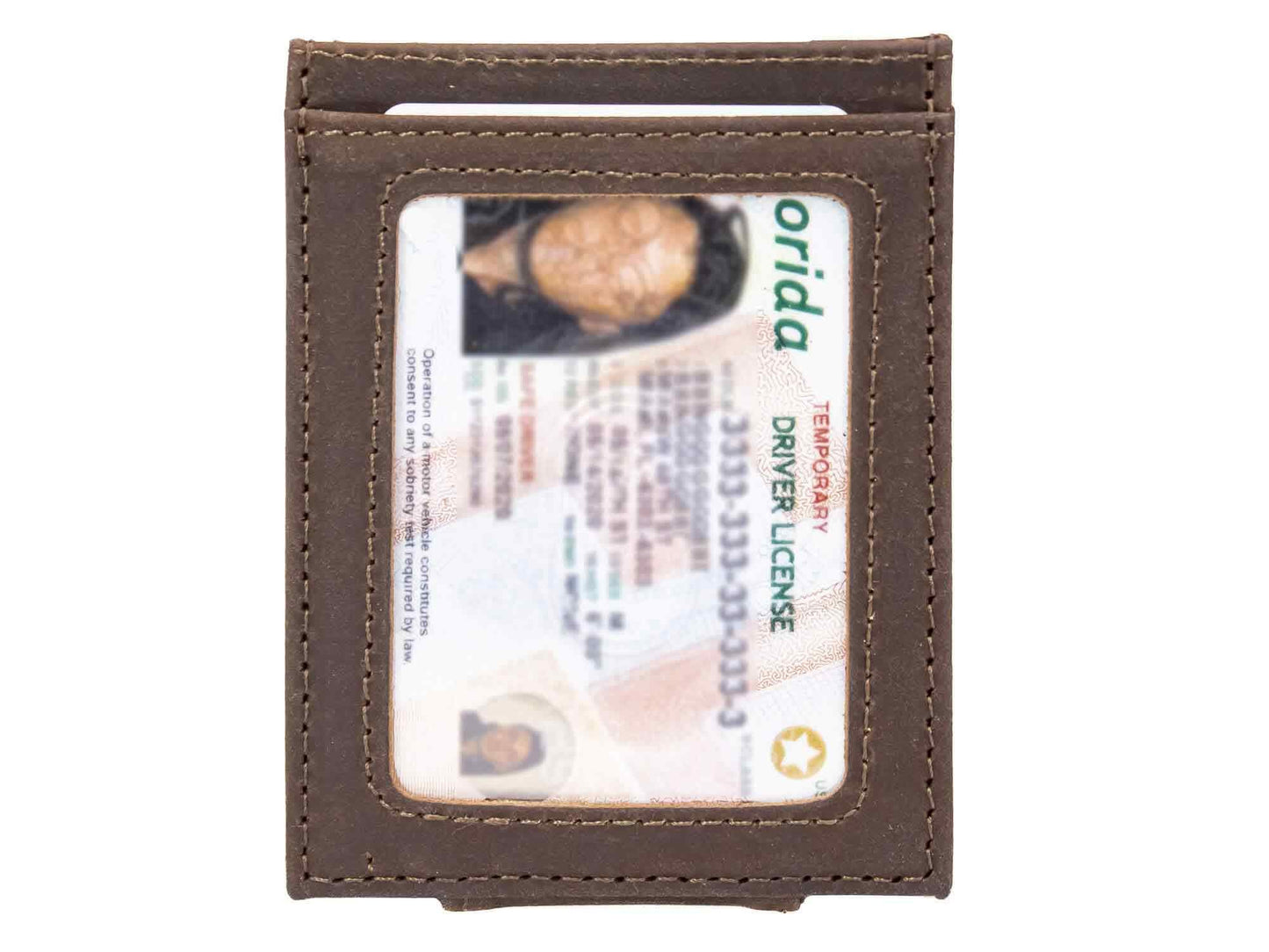 Bass Magnetic Leather Slim Wallet: Crazyhorse Brown