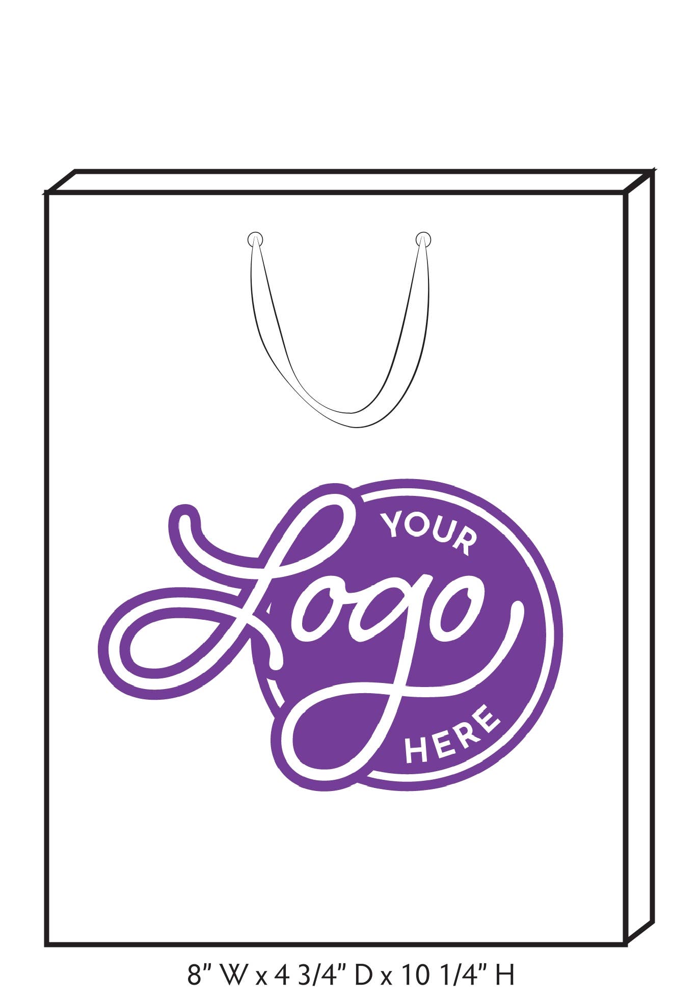 Custom Logo Ribbon Handle Bags w/Color Ink: White/White / 100 / Medium