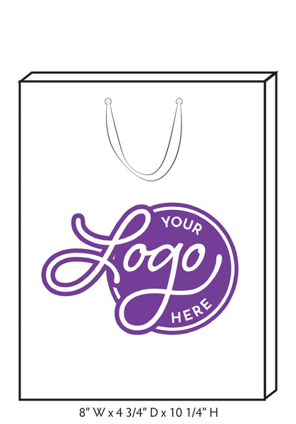Custom Logo Ribbon Handle Bags w/Color Ink: White/White / 100 / Medium
