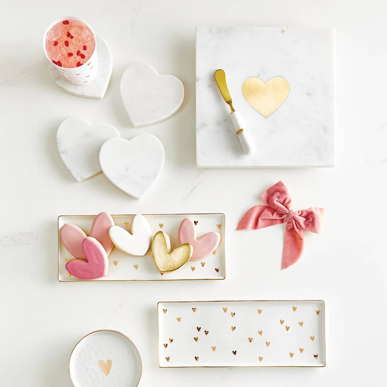Ceramic Tray - Gold Foil Hearts
