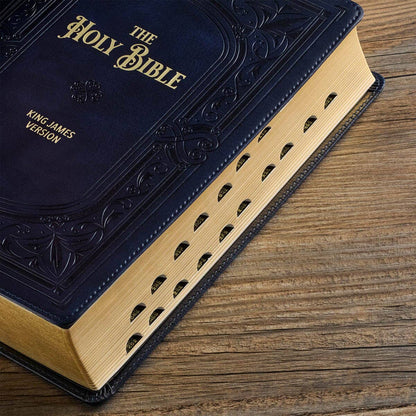 Christian Art Gifts - KJV Bible Giant Print Full-size Faux Leather, Midnight Blue