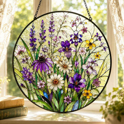 Wildflower Suncatcher, Stained Glass Style Window Hanging