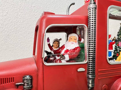 8.25" Lighted Santa Truck Glitter Snow Globe Holiday Decor