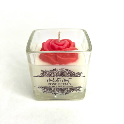 Vela de cera de soja con pétalos de rosa