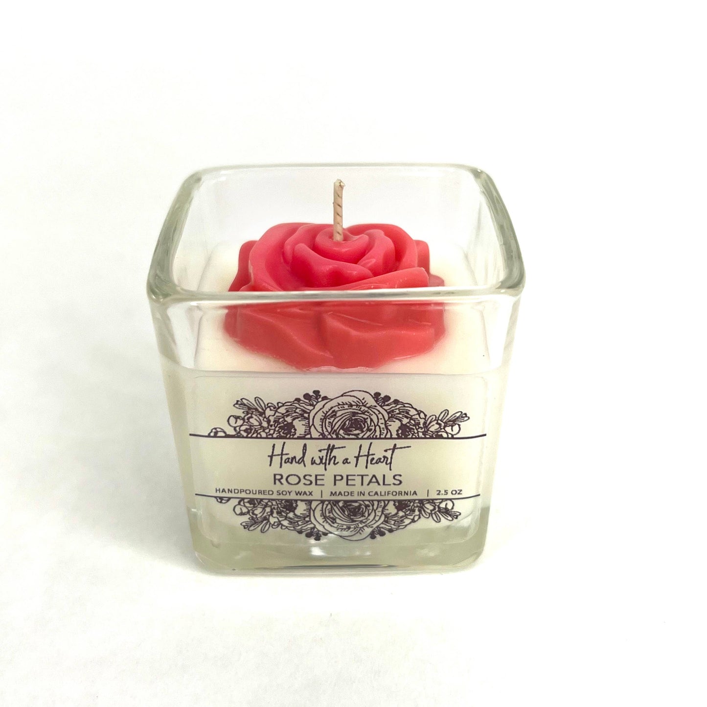 Vela de cera de soja con pétalos de rosa