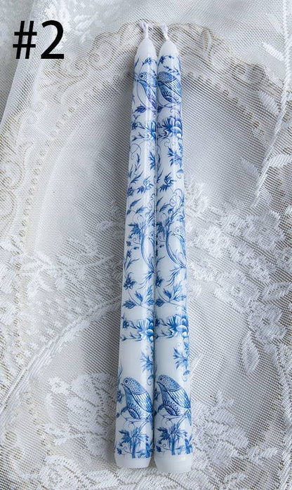Blue and White Porcelain Smokeless Taper Candle