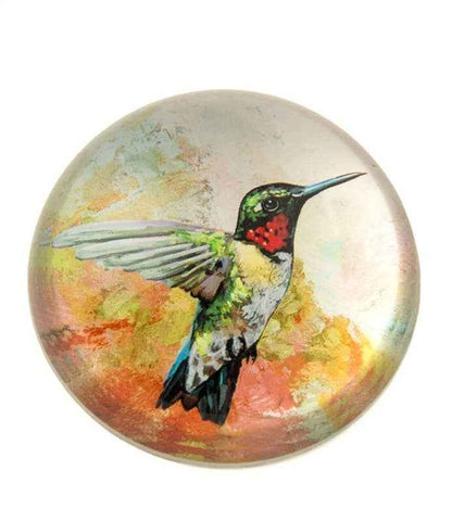 Crystal Glass Dome Hummingbird Paperweight