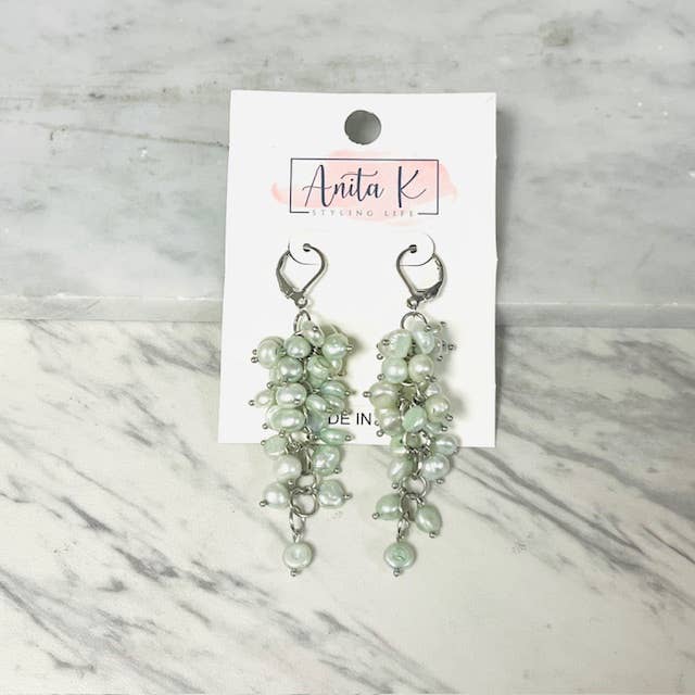 Anita K By Blushing Pink - Freshwater Cluster Drop Dangle Earring