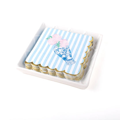 8 Oak Lane - White Textured Beverage Napkin Tray