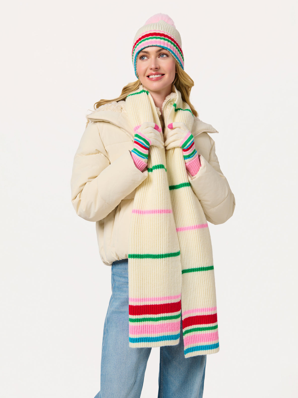Elle Beanie, Ivory, shown in a styled setting