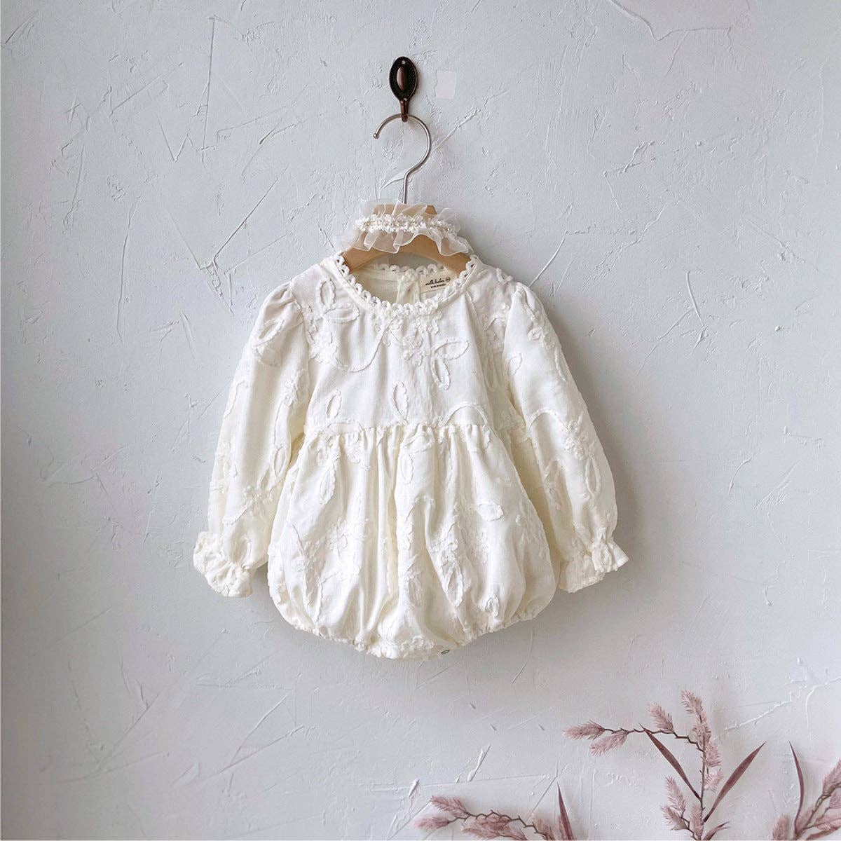 Baby Girl Jacquard Embroidered Romper