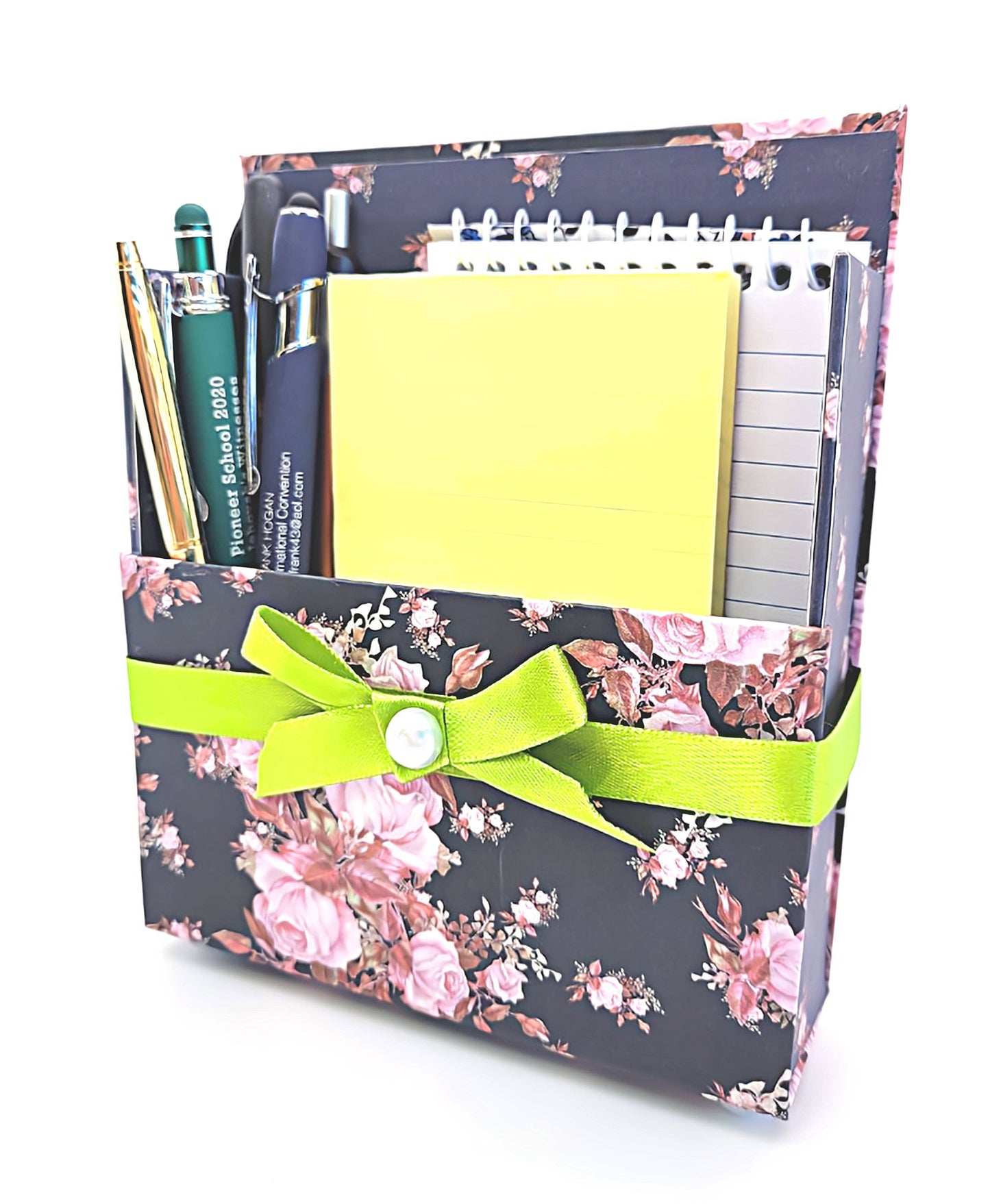 42-Pc Stationery Gift Box Set w/Desk Organizer, Pink & Black