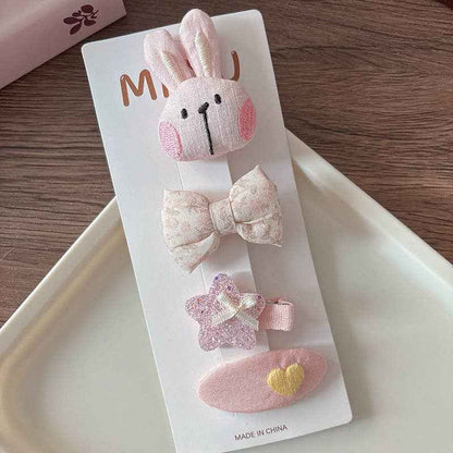 Chic Pink Fabric Bow Hair Clips for Girls: 1-Floral Bow Set