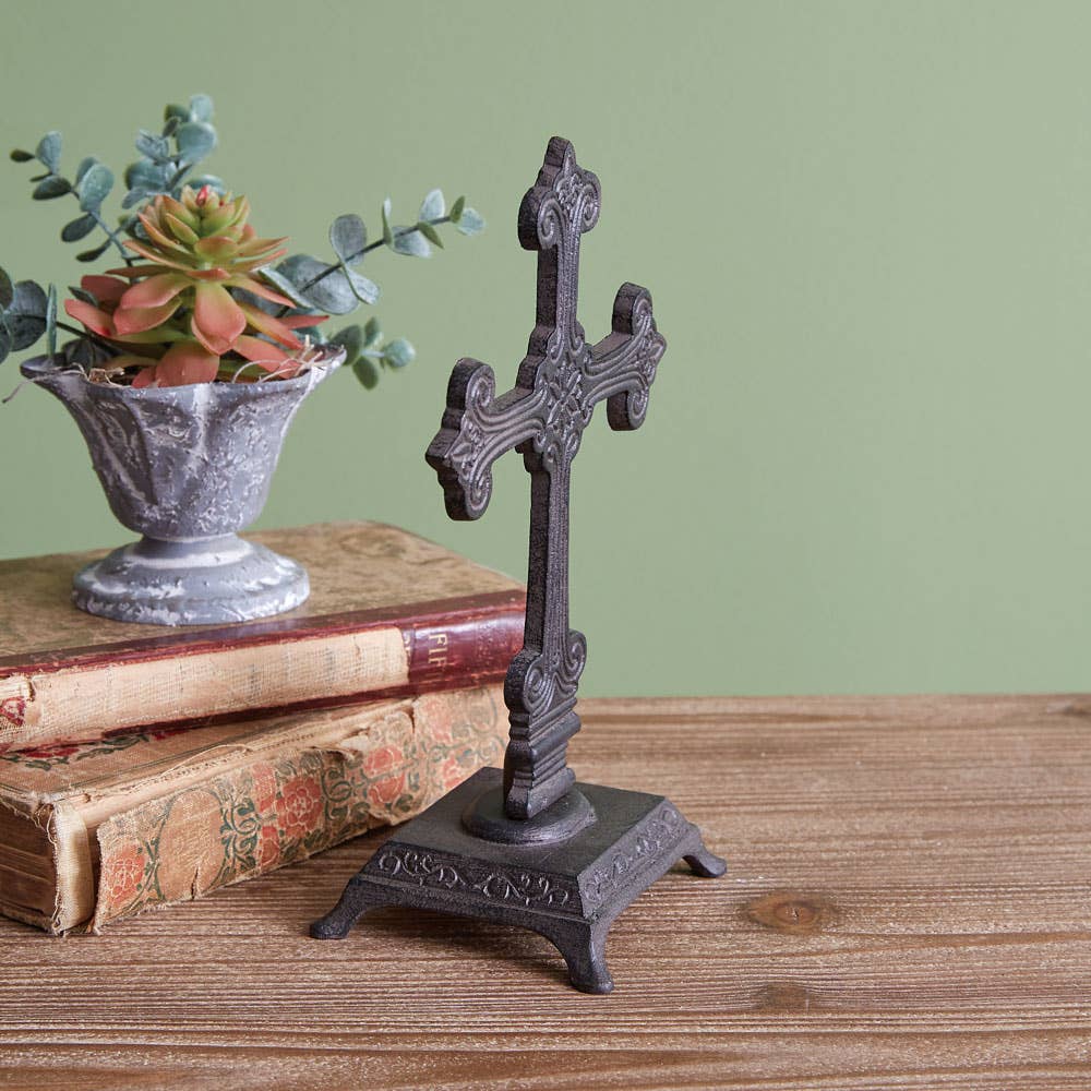 Ornate Cast Iron Cross Statue