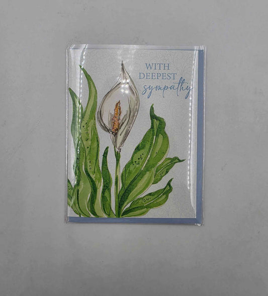 With Deepest Sympathy White Lily with Leaves Card