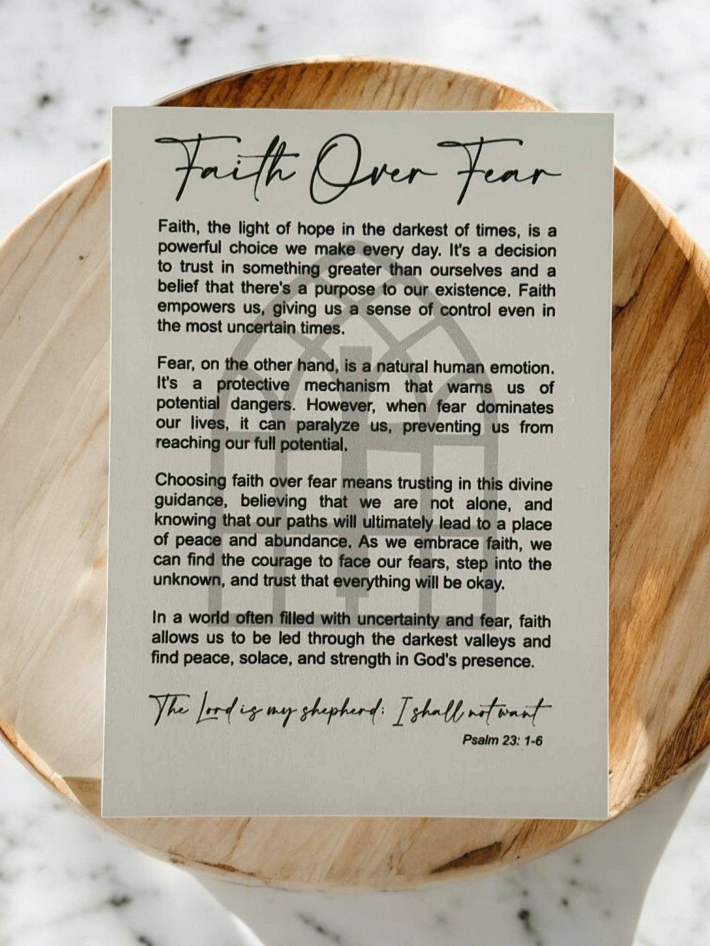 Montgomery and Claire Faith Over Fear Wooden Cross Ornament