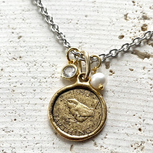 Farthing Bird Coin necklace