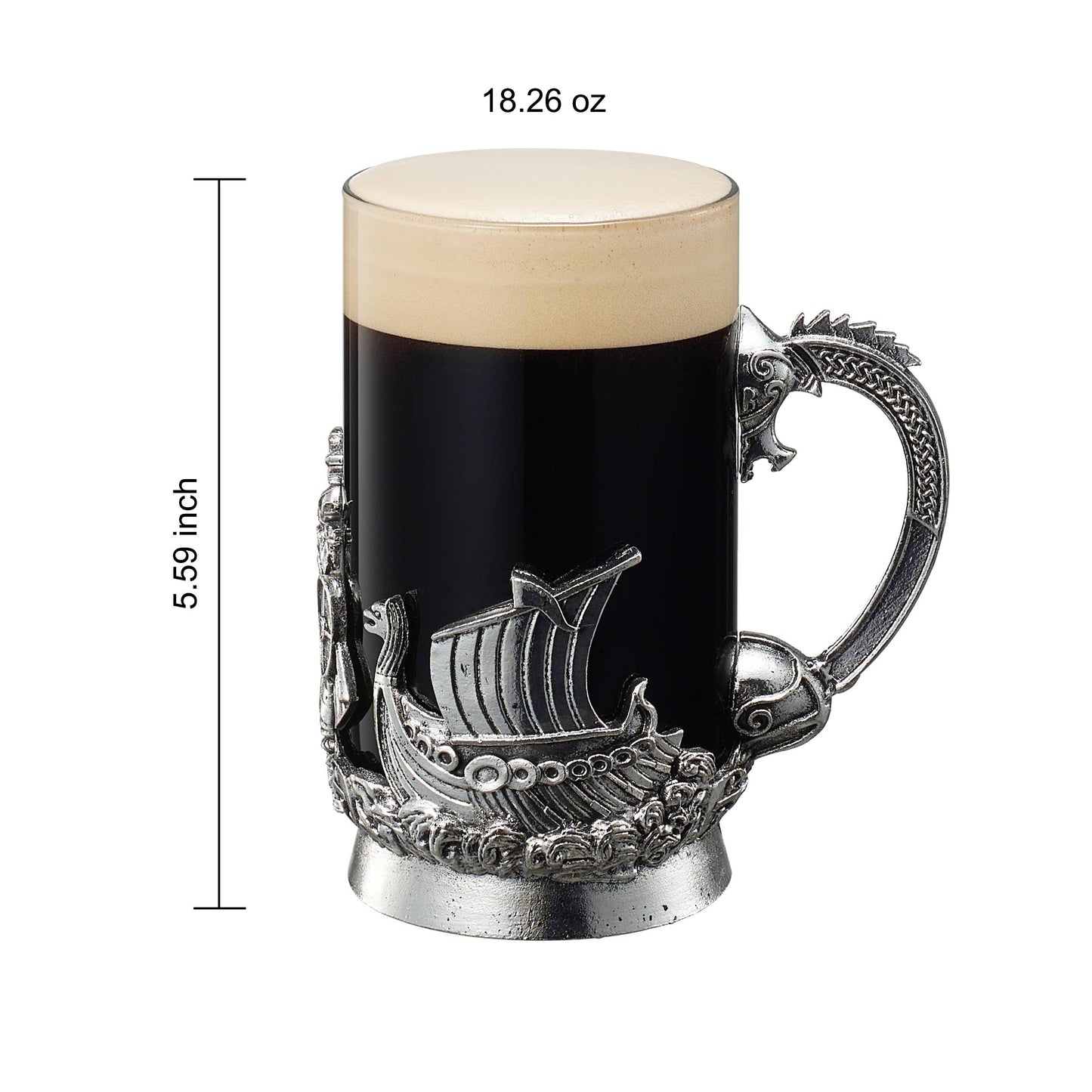 Viking & Mythological Pewter Beer & Water Glass, 18OZ