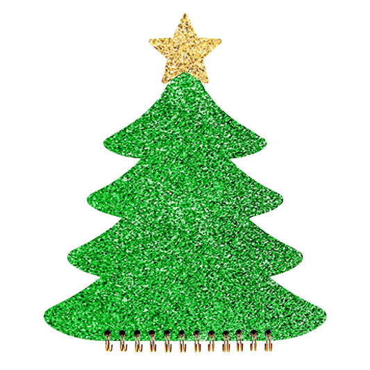 Christmas Tree Shaped Glitter Notebook