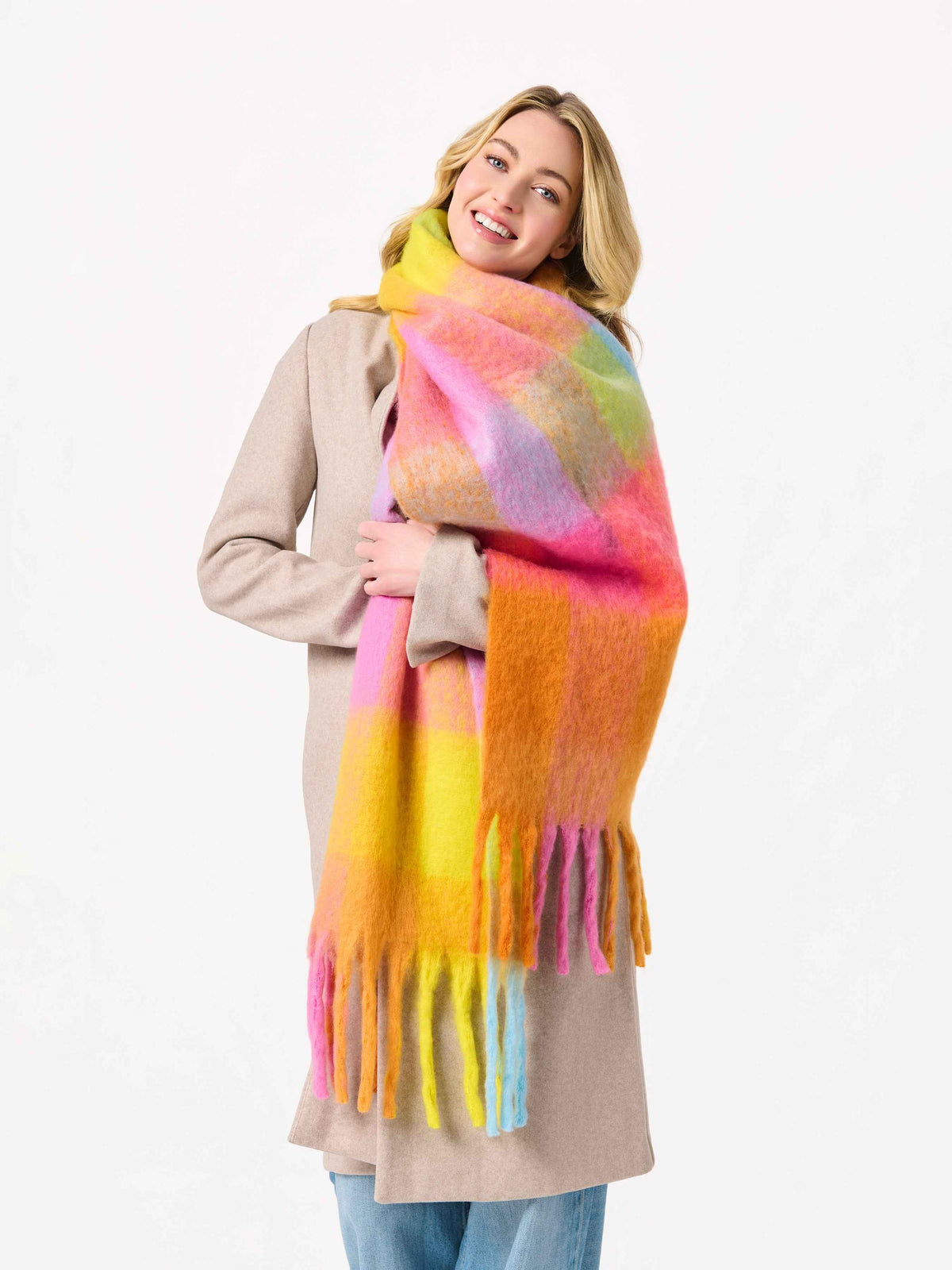Rina Oversized Fringe Scarf, Multi