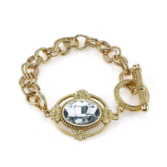 1928 Jewelry - 1928 Jewelry Oval Swarovski Element Toggle Bracelet