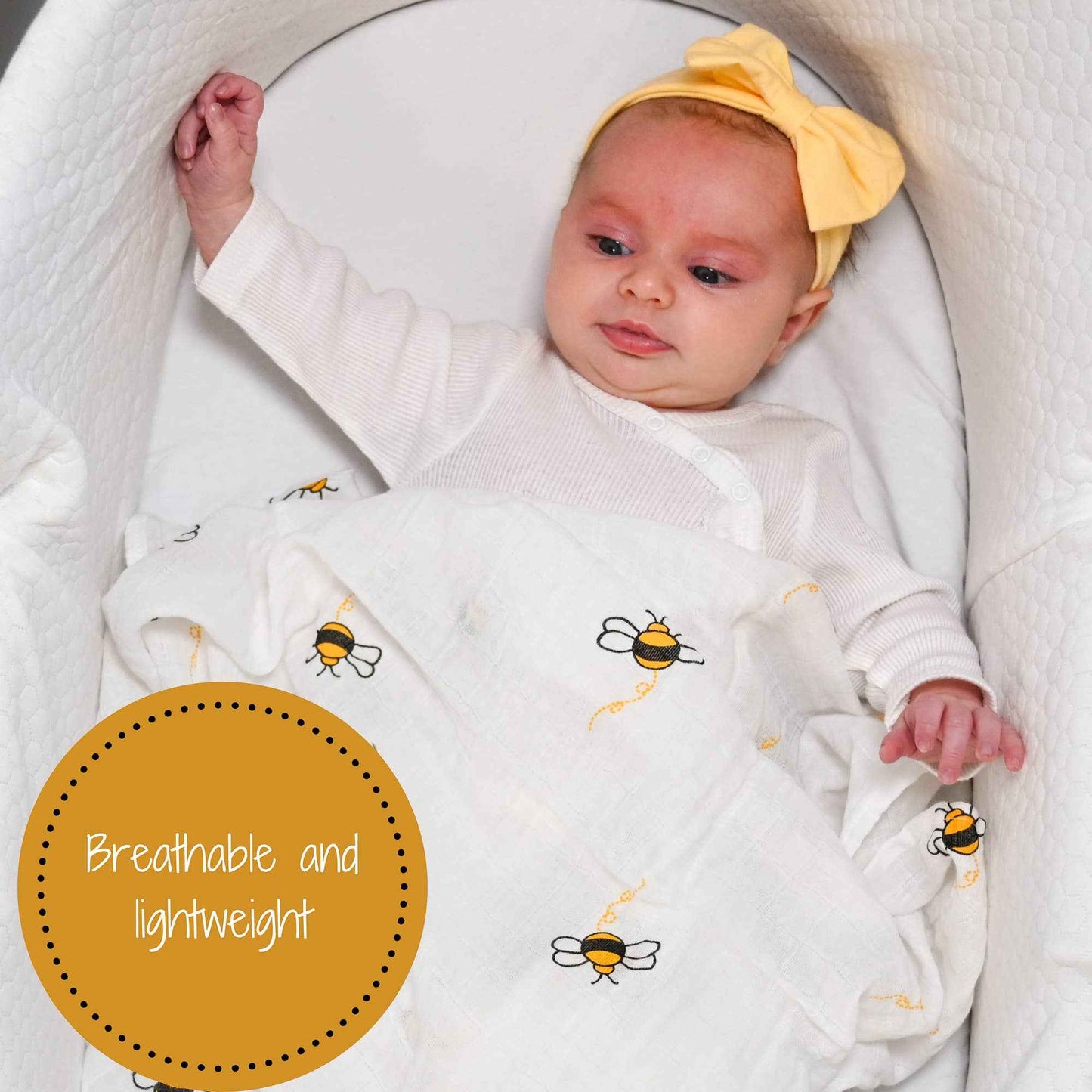 LollyBanks - Bee-utiful Baby Muslin Swaddle Blanket