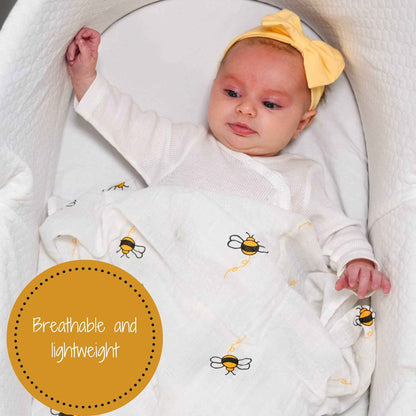 LollyBanks - Bee-utiful Baby Muslin Swaddle Blanket