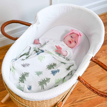 LollyBanks - Pine Tree Baby Muslin Swaddle Blanket