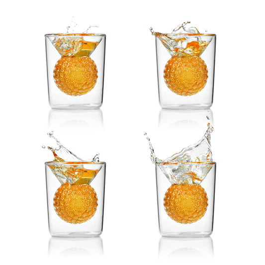CRAFTGEN - Golf Ball Whiskey Shot Glasses Set of 4 - Golf Gifts for Men