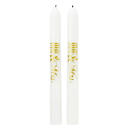 Taper Candle Mr & Mrs Set 2