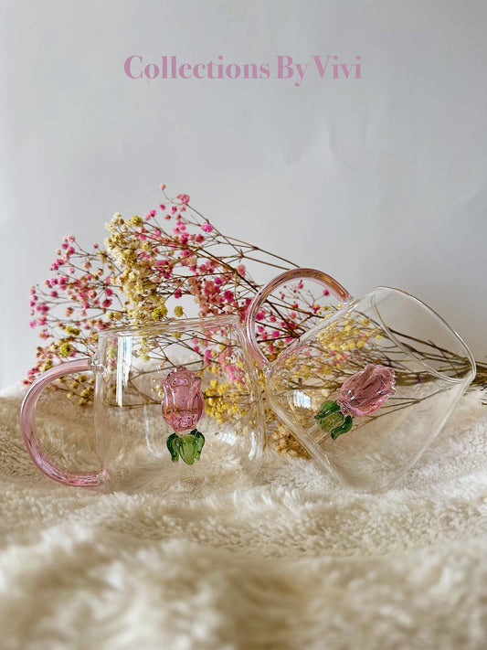 3D Rose Glass Mug