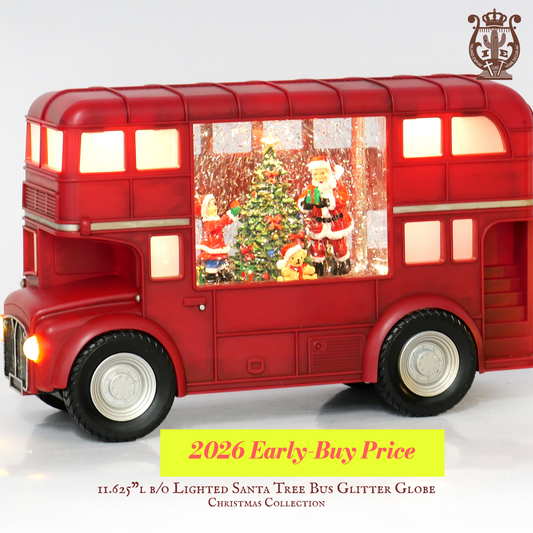 11.625" B/O Lighted Santa Tree Bus Glitter Globe