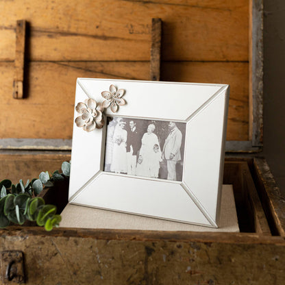 4x6 Photo Antique Flower Picture Frame White