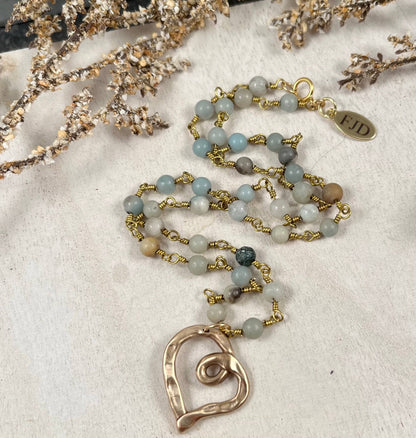 Aimee - Heart Necklace with Amazonite