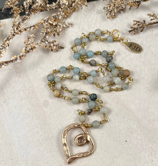 Aimee - Heart Necklace with Amazonite