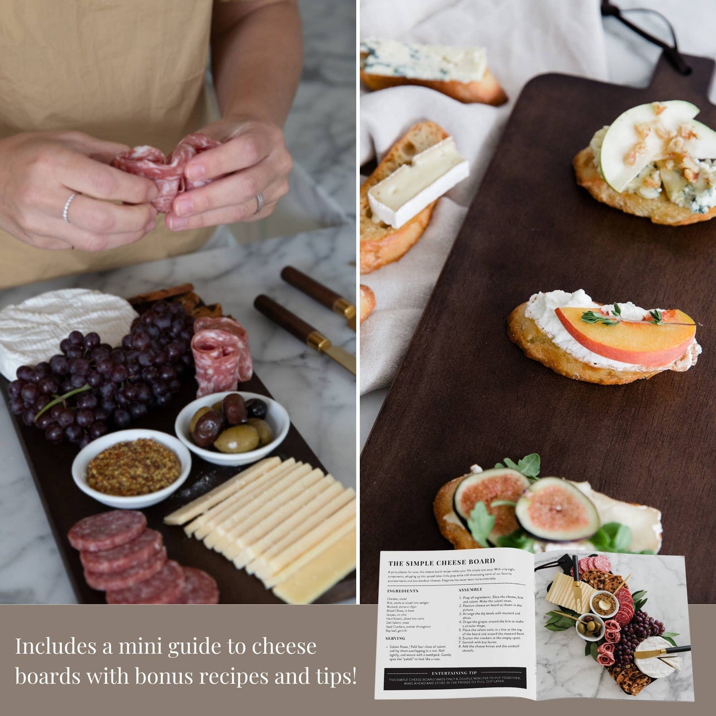 7 Piece Charcuterie Board Gift Set, Starter Kit- Brown