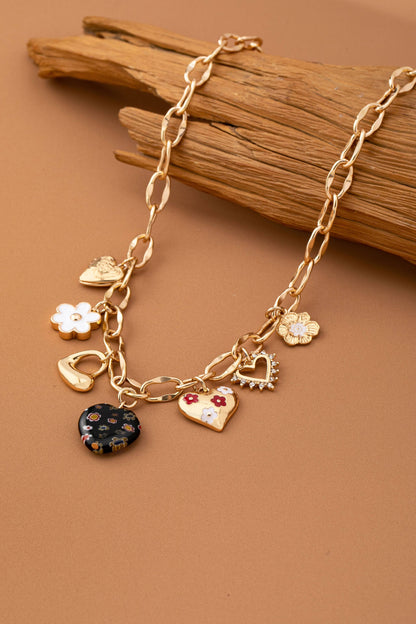 JOSSLYN de wall to wall - COLLAR CON DIJE DE CORAZONES, FLOR Y PIEDRA DE DIAMANTES | 80N92650
