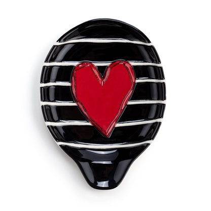 Reposacucharas de corazón rojo