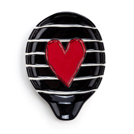 Reposacucharas de corazón rojo