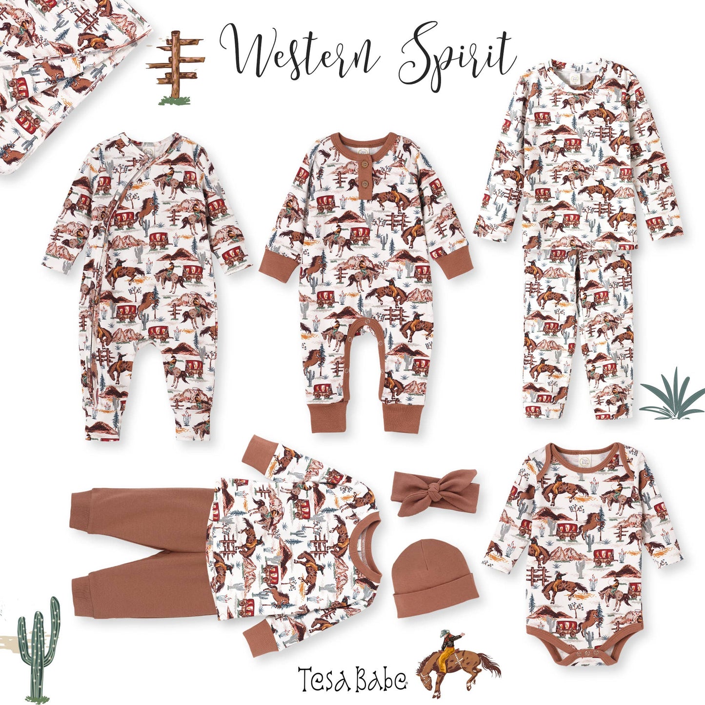 Cowboy Baby Zipper Romper - Bamboo Western Spirit Outfit: 0-3M