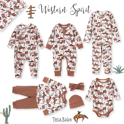 Cowboy Baby Zipper Romper - Bamboo Western Spirit Outfit: 0-3M