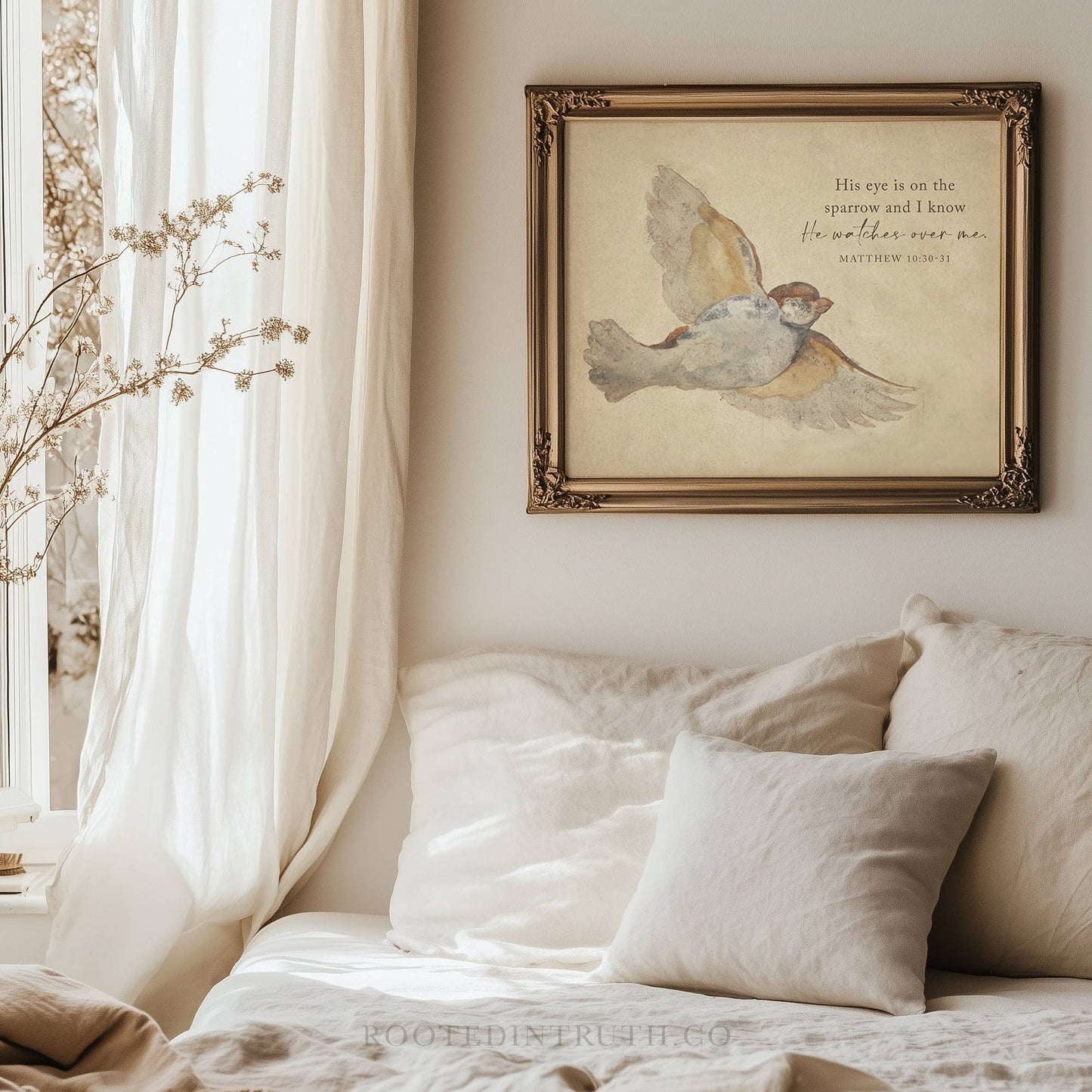 Sparrow Scripture Wall Art Print Christian Gift Decor