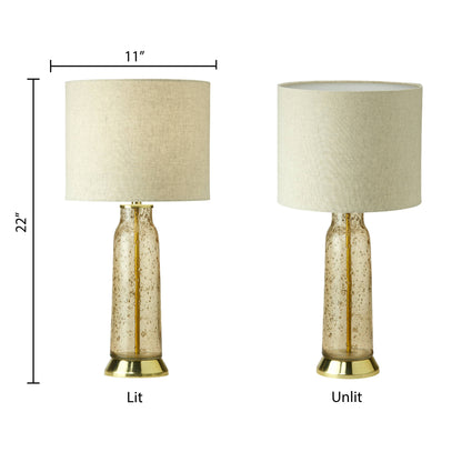 22"H 1-Light Raine Amber/Blue/Red Glass and Metal Table Lamp