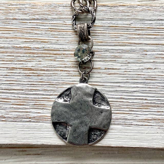 Coin medallion matte gold necklace Lord’s Prayer religious