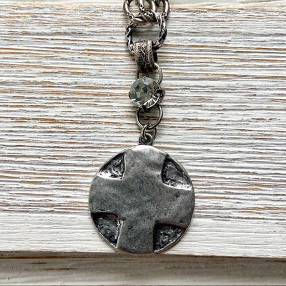 Coin medallion matte gold necklace Lord’s Prayer religious