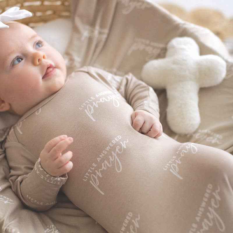 Swaddle Blanket + Cross Rattle - Answered Prayer: 45" Sq