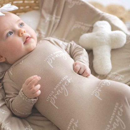 Swaddle Blanket + Cross Rattle - Answered Prayer: 45" Sq