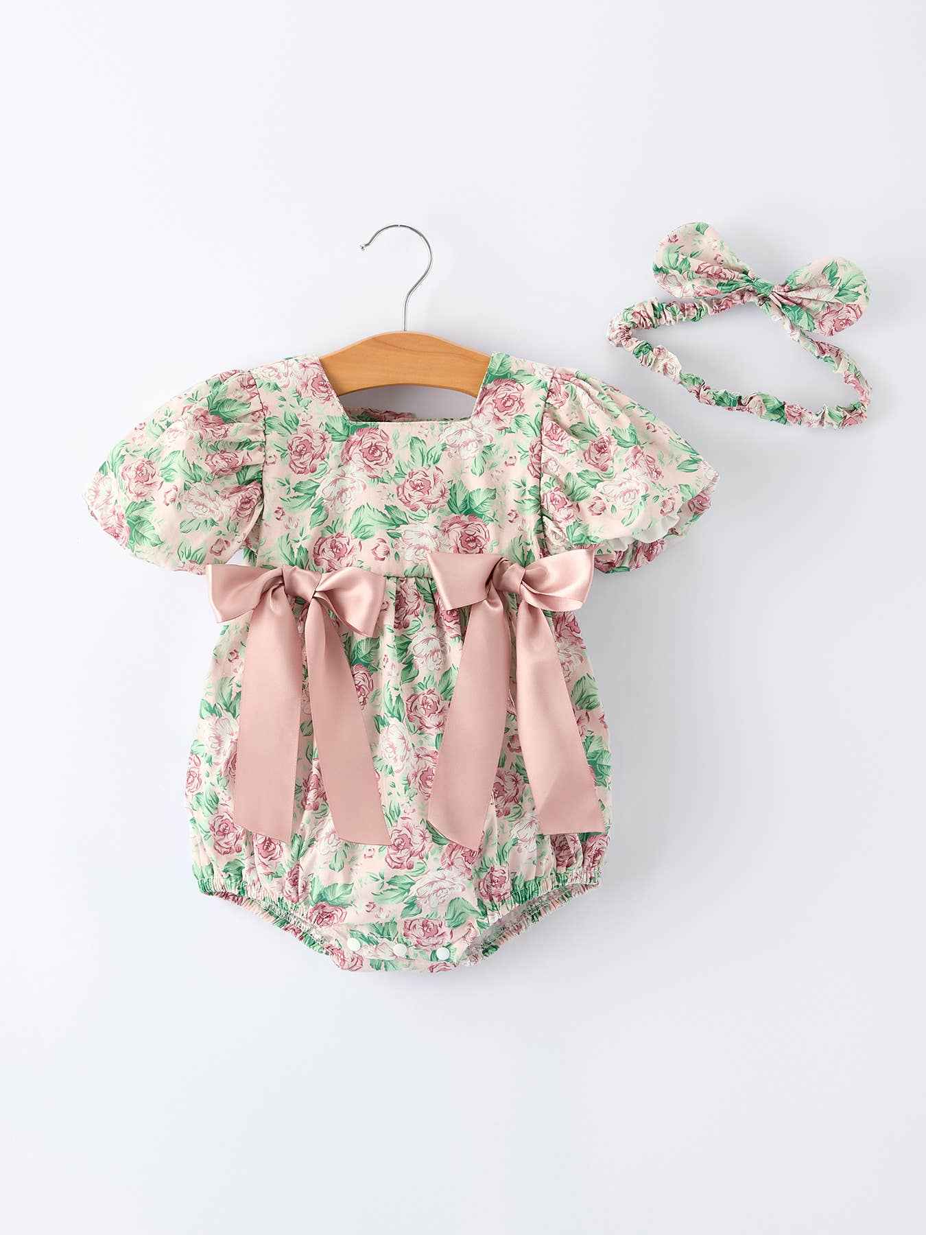 Vintage Rose Baby Girls Romper: 12M
