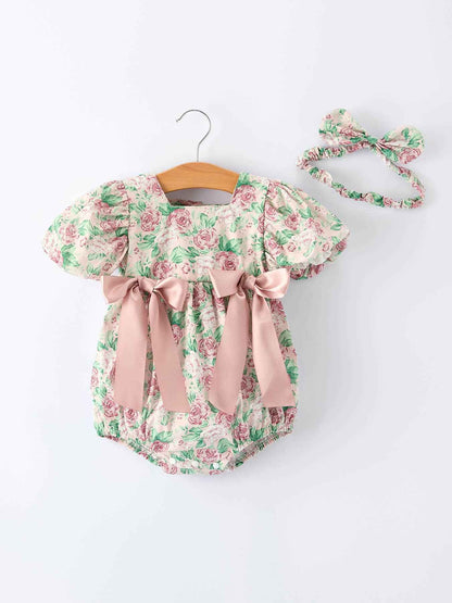Vintage Rose Baby Girls Romper: 12M