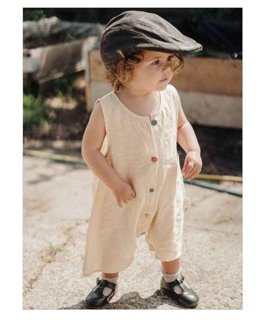 Baby summer sleeveless breathable cotton jumpsuit: Apricot vest shorts / 66(3-6M）